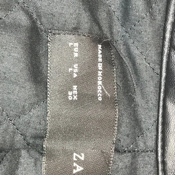 Zara Moto Jacket Women's L Asymmetrical Olive Green Black Sleeve Gold Zip Spring - Picture 6 of 10